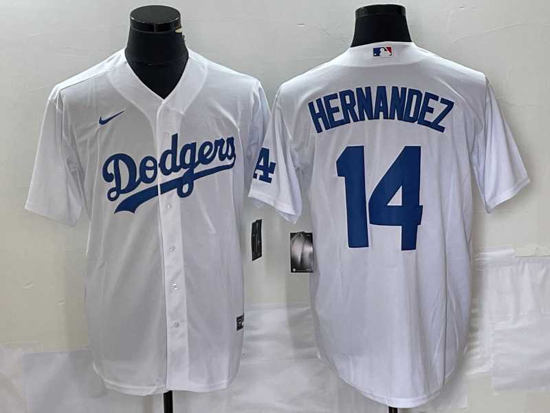 Men%27s Los Angeles Dodgers #14 Enrique Hernandez White Stitched Cool Base Nike Jersey->los angeles dodgers->MLB Jersey